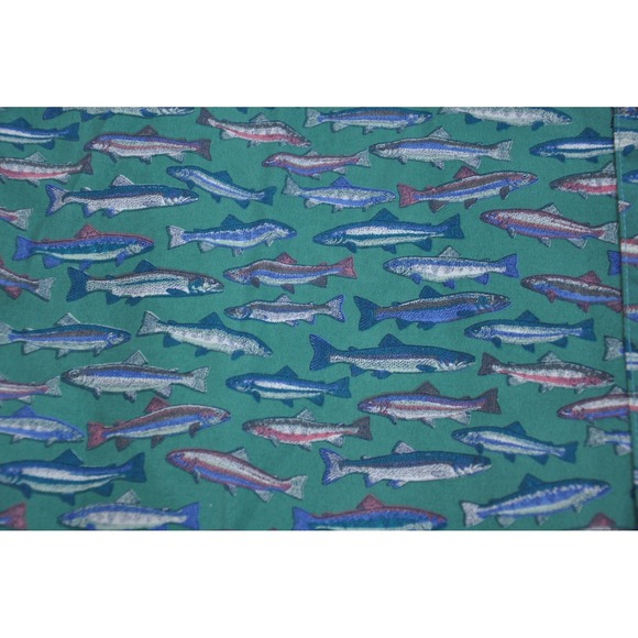 Eddie Bauer Shirt Mens Medium Trout Fish Print Short Sleeve Button Up Casual - Picture 6 of 11